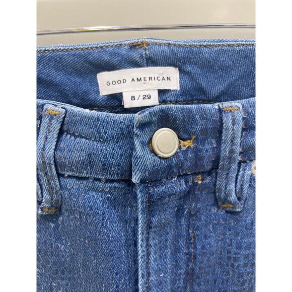 Good American Denim Snakeskin High Rise Straight Leg Jeans Sz 8 / 29 - Picture 4 of 8